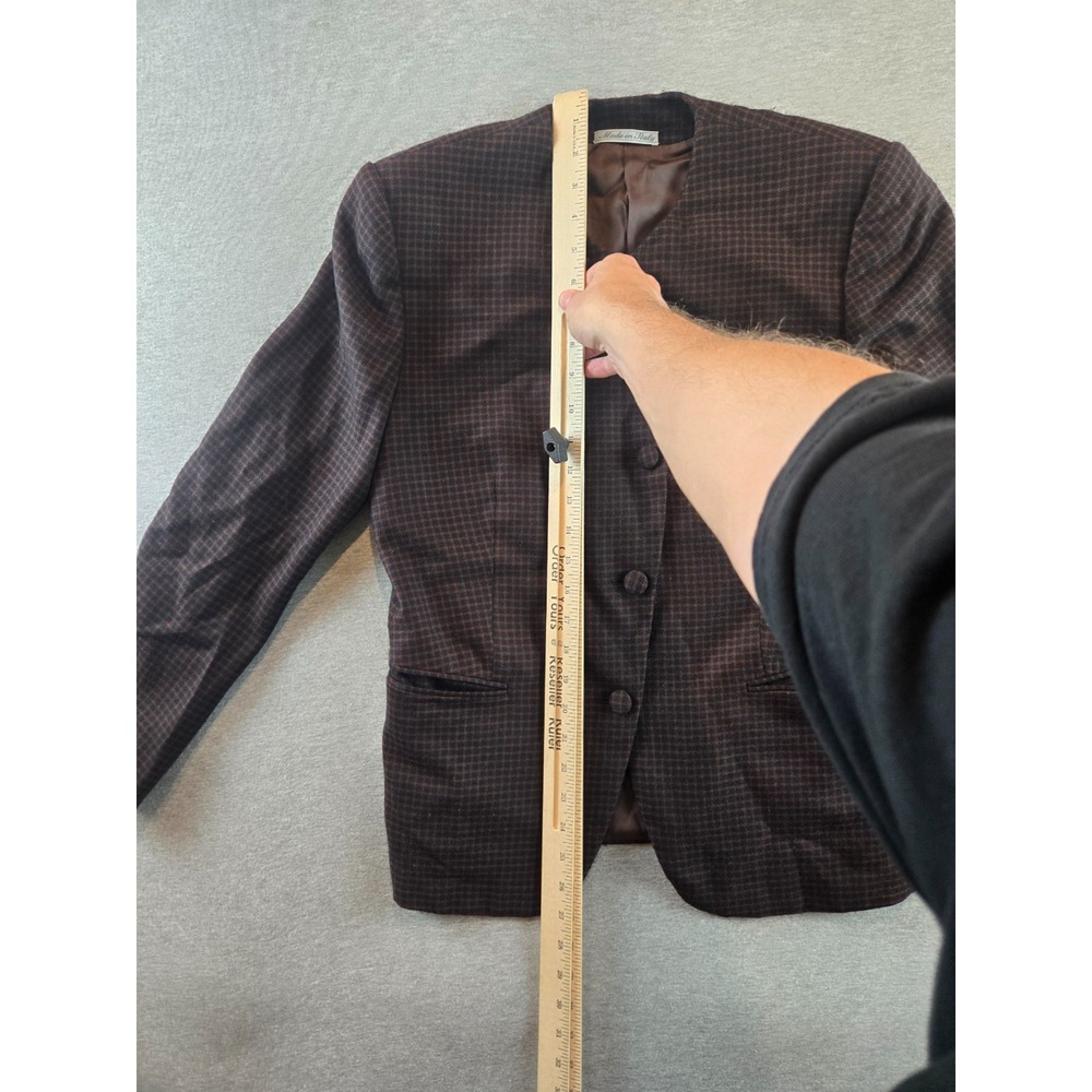 Vintage Burberry Jacket Womens 42 / US 8 Wool Cashmere Checkered 4 Button 80's - Picture 9 of 14